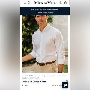 Mizzen+Main Leeward Dress Shirt - White